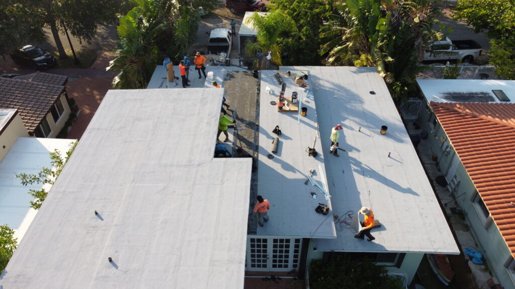 Flat RE-Roof During Installation